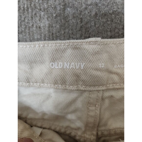 OLD NAVY Baggy Wide-Leg Jeans Womens 12 Ivory Non Stretch Y2K Mid Rise - Picture 8 of 11